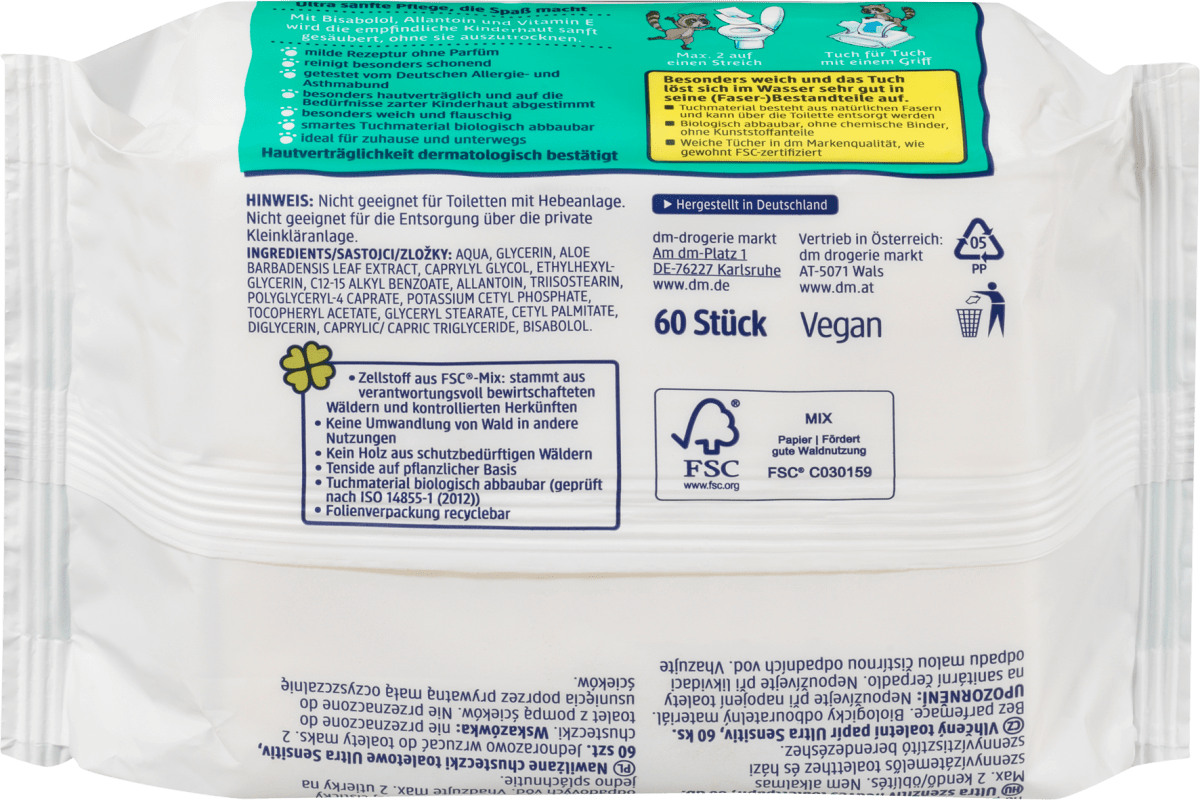 Feuchte Toilettentücher ultra sensitiv (2x60 St), 120 St