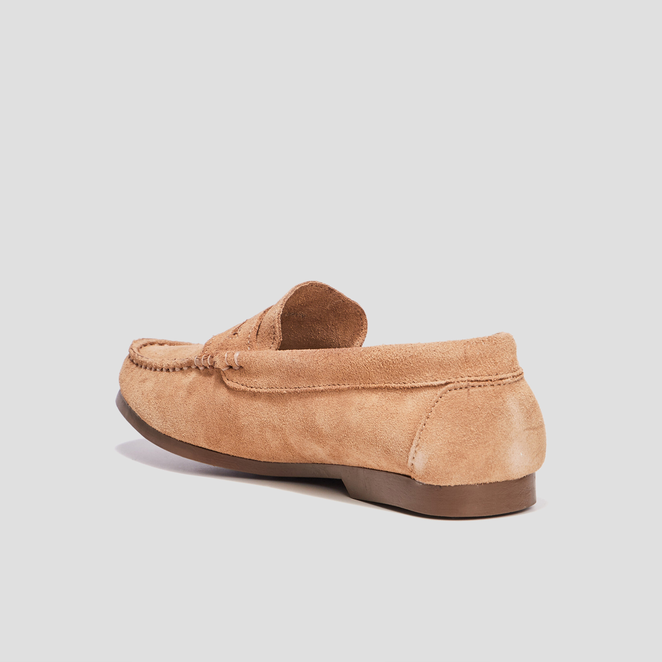 Mocassins aspect suédine en cuir beige femme | La Halle