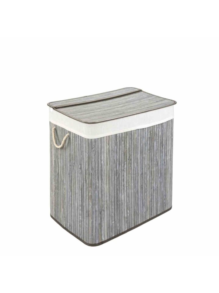 WohnDirect Wäschekorb mit Deckel BAMBOO in Waschgrau günstig kaufen