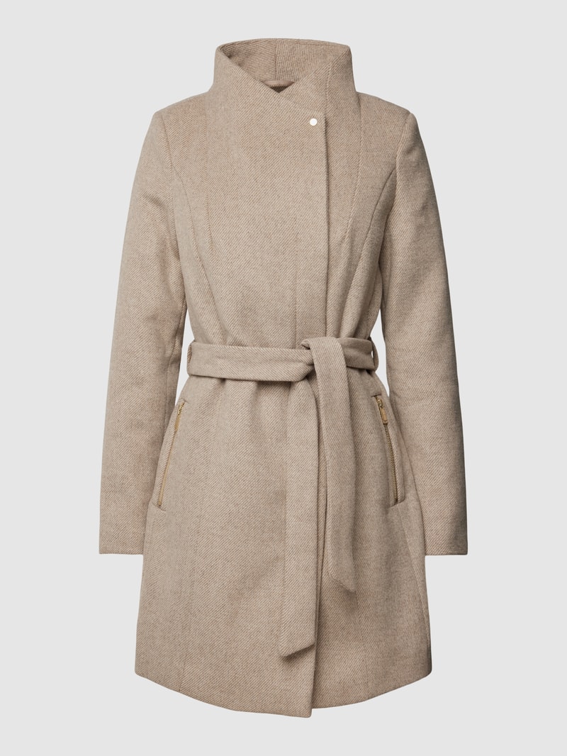 Mantel mit Taillengürtel Modell 'TWODOPE' in taupe meliert