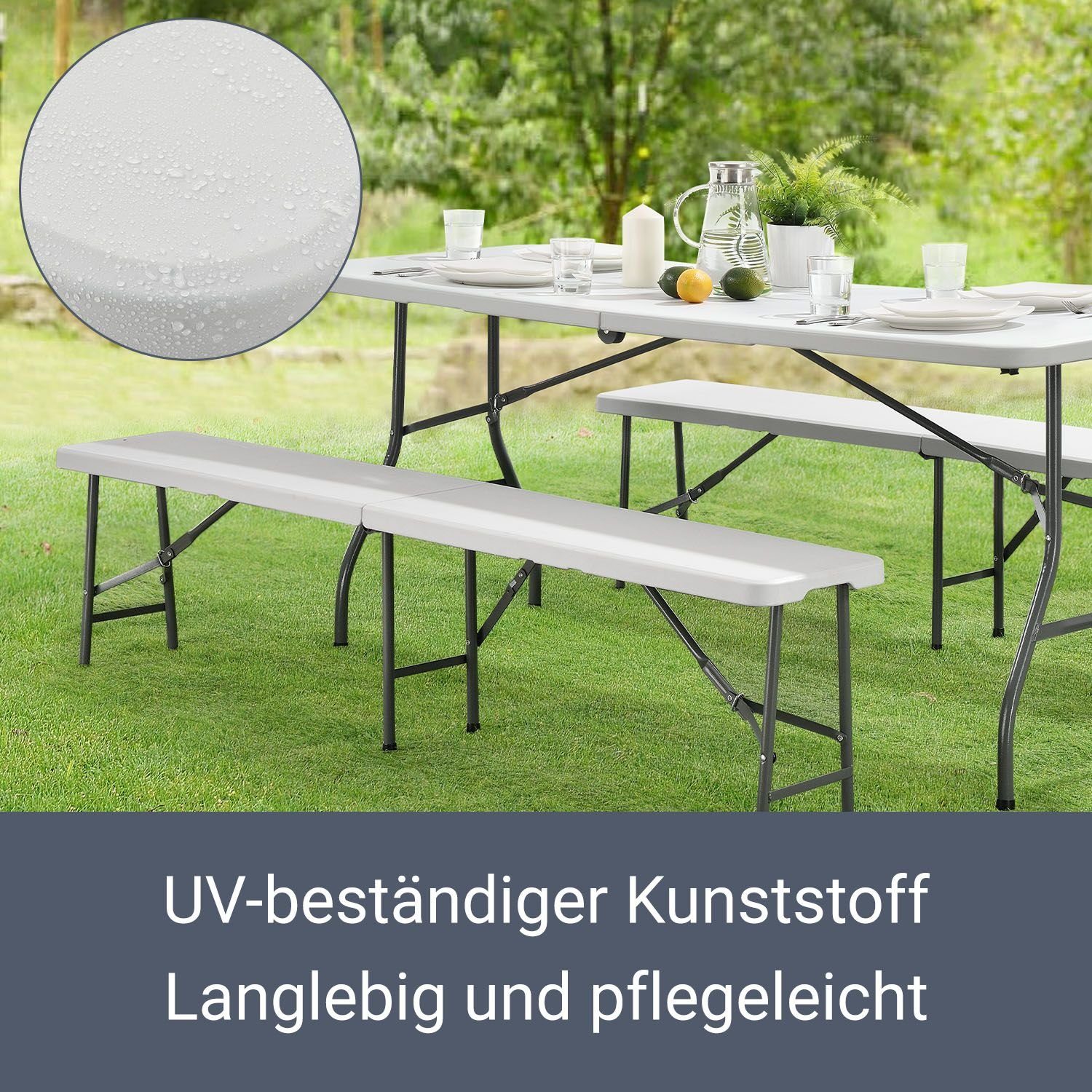 Juskys Bierzeltgarnitur Bayreuth, (3-tlg), pflegeleicht, ideal im Garten oder beim Camping