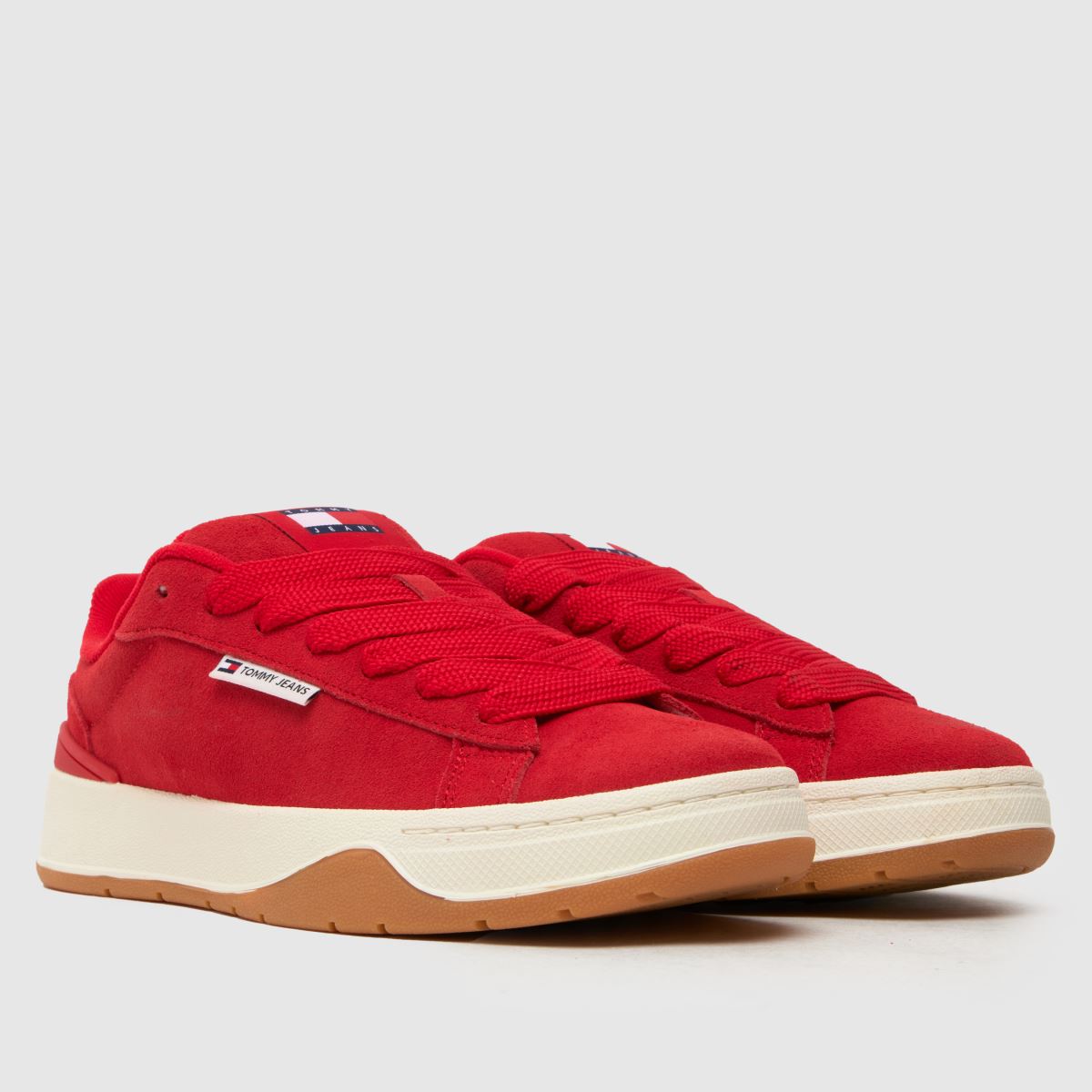 Tommy Jeans – Röda sneakers med snörning