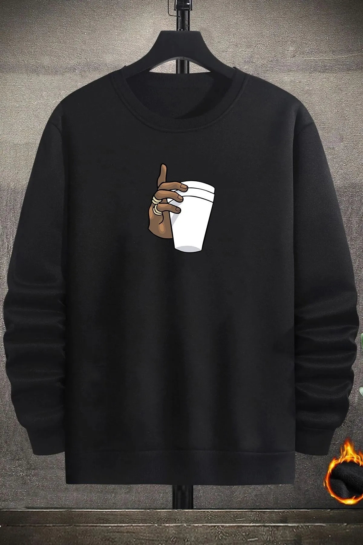 uyguntarz  Unisex-Sweatshirt mit Tupac Coffee-Aufdruck und Rundhalsausschnitt