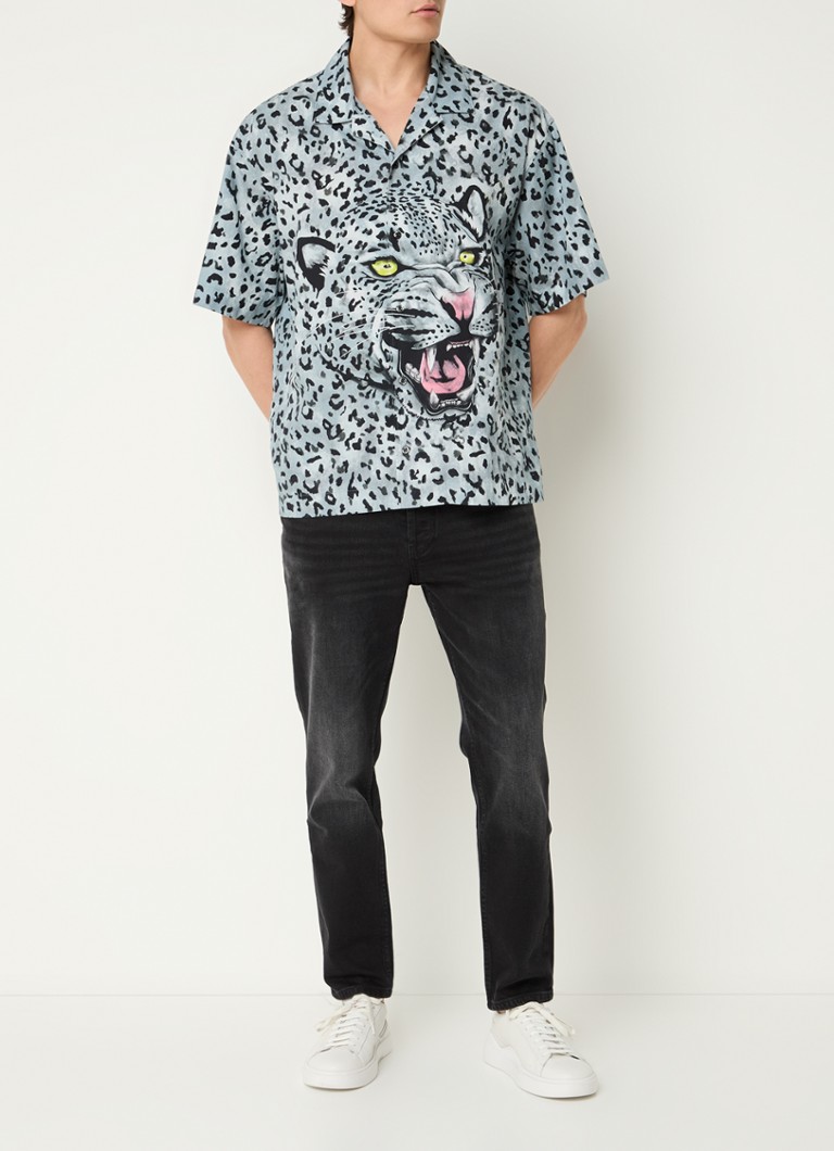 HUGO BOSS Egeeno prevelika srajca z leopardjim vzorcem