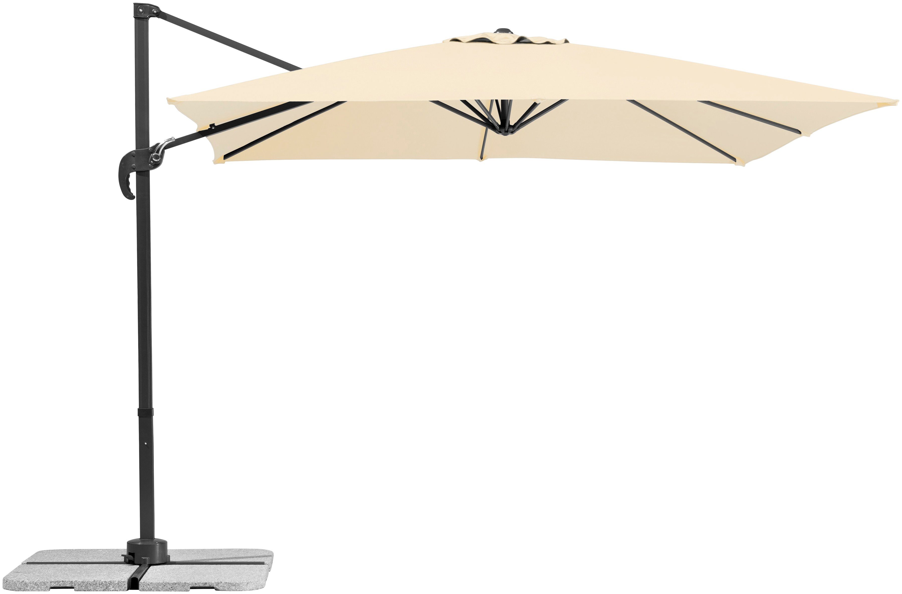 Schneider Schirme Ampelschirm Rhodos Junior, LxB: 270x270 cm, mit Schutzhülle und Schirmständer, ohne Wegeplatten