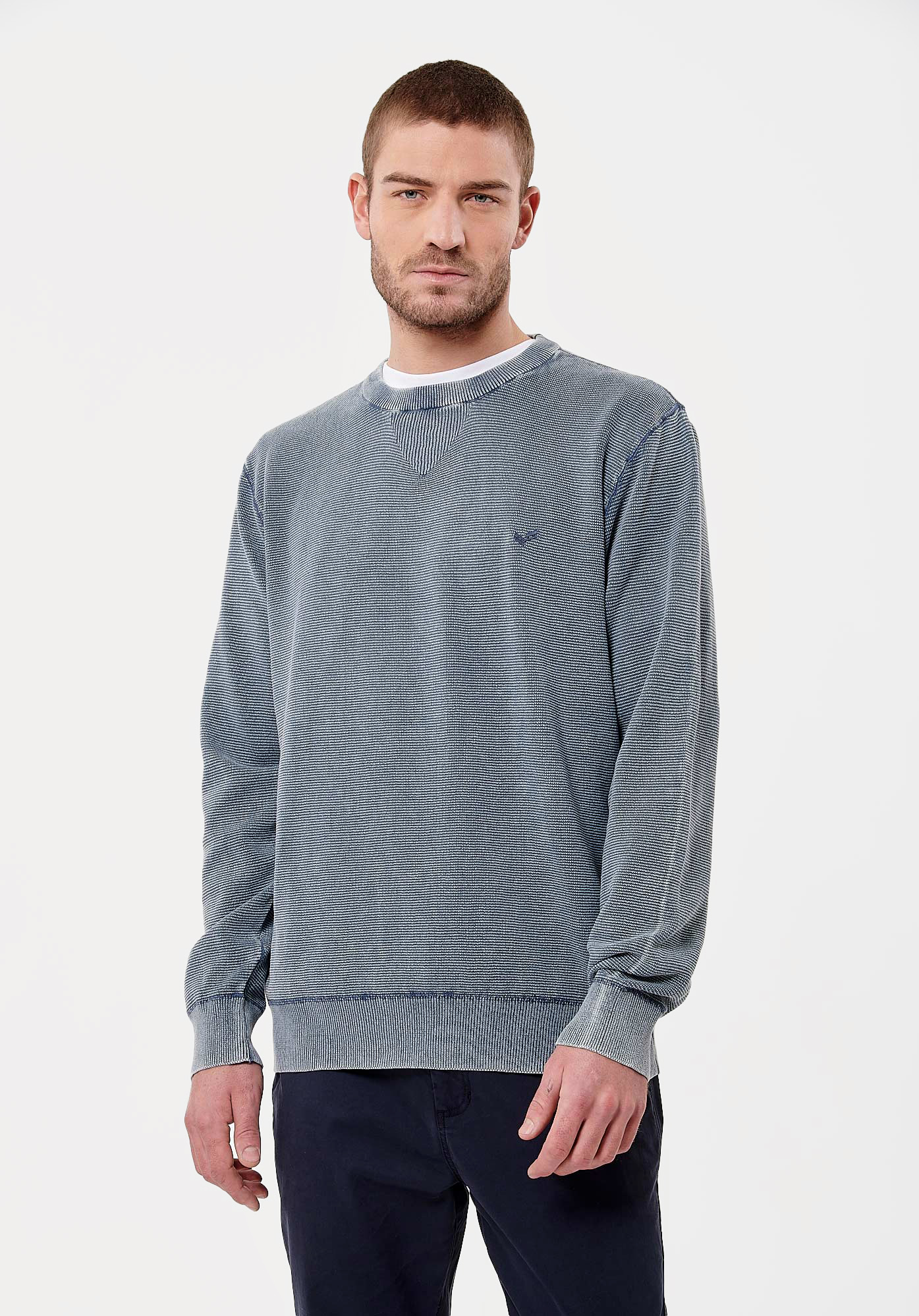 NYO    Pull bleu gris Homme en 100% coton