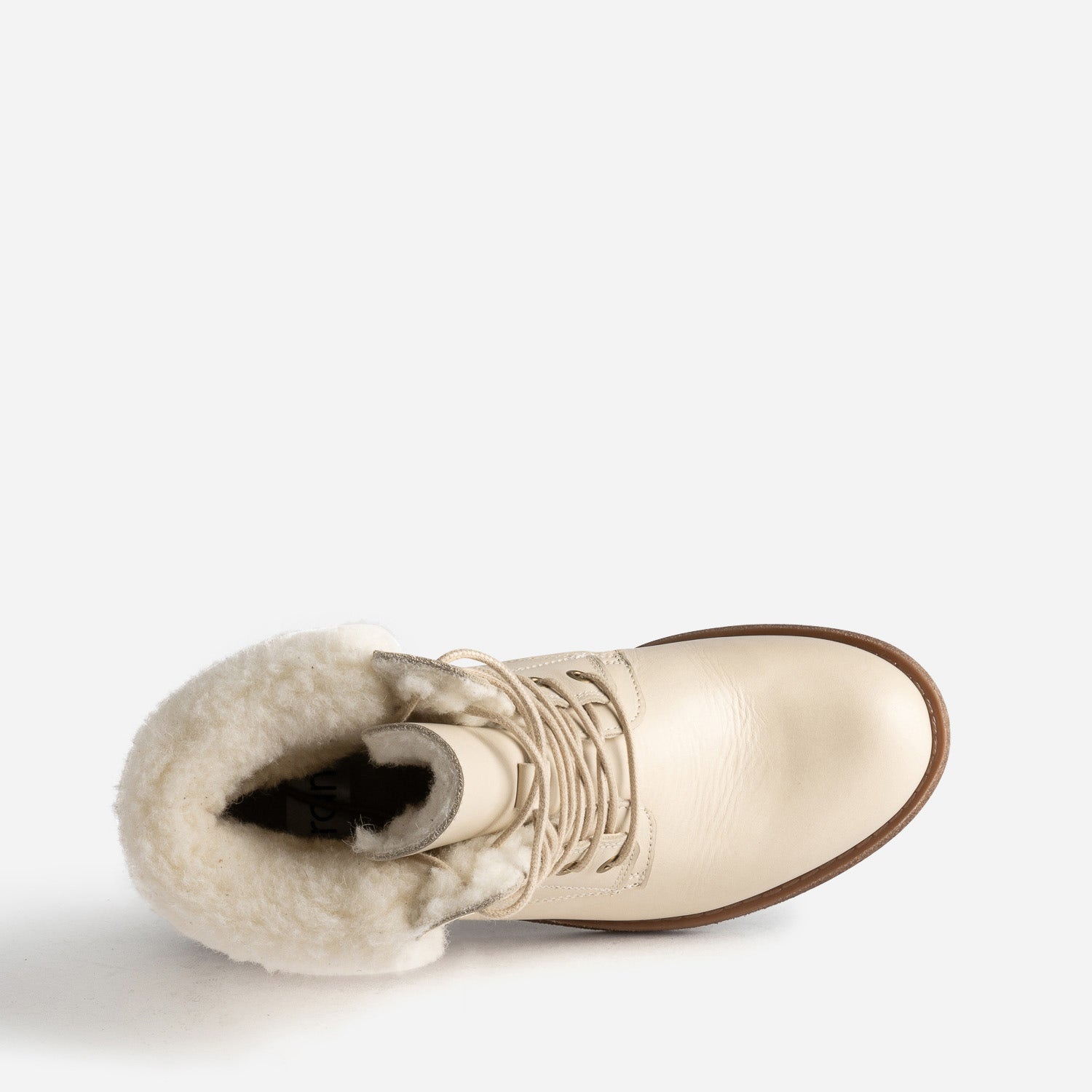 Bottine beige fourrée en cuir velours