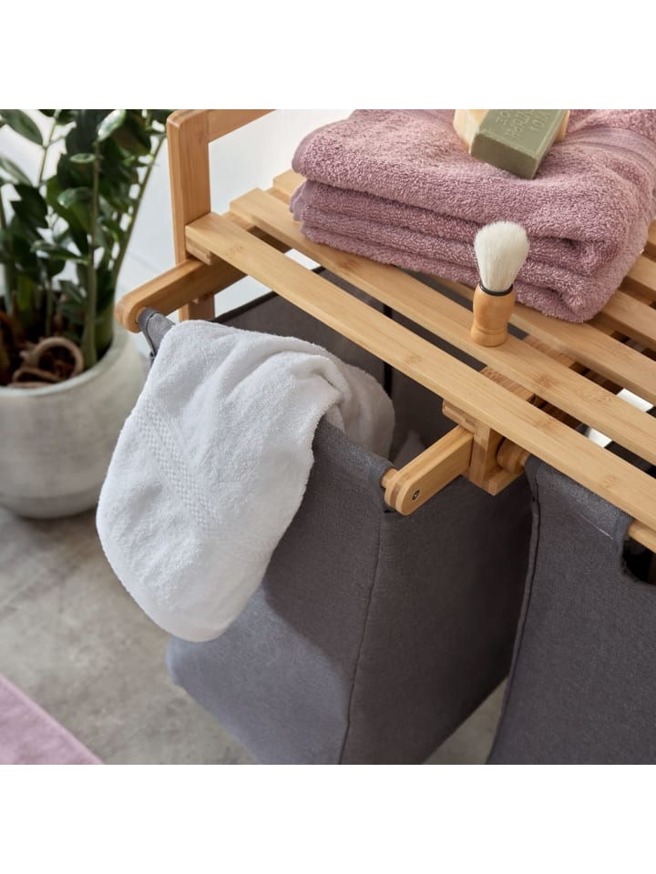 Lumaland Lumaland Wäschekorb aus Bambus mit 2 ausziehbaren Wäschesäcken - Farbe Babybl günstig kaufen onesize