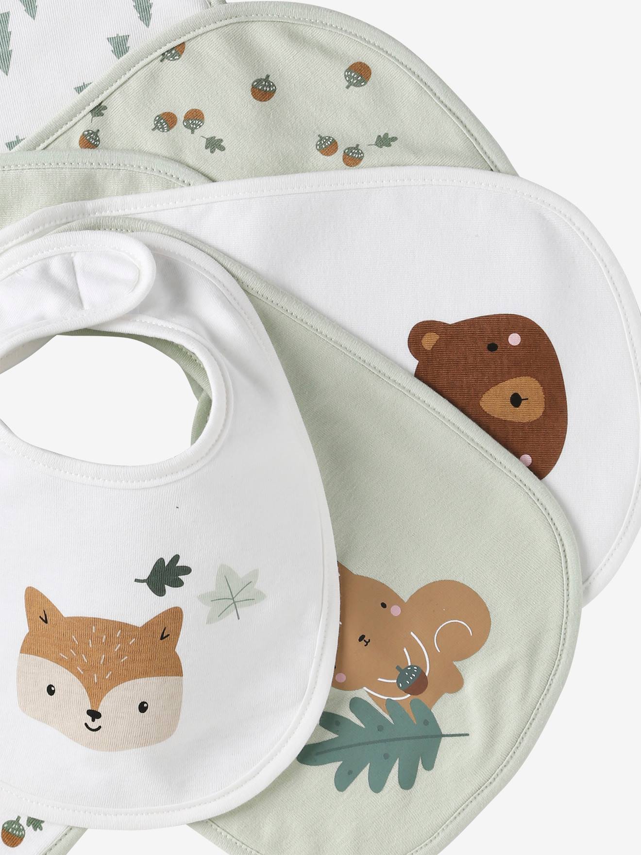 Lot de 7 bavoirs naissance en coton bio* vertbaudet rose pâle