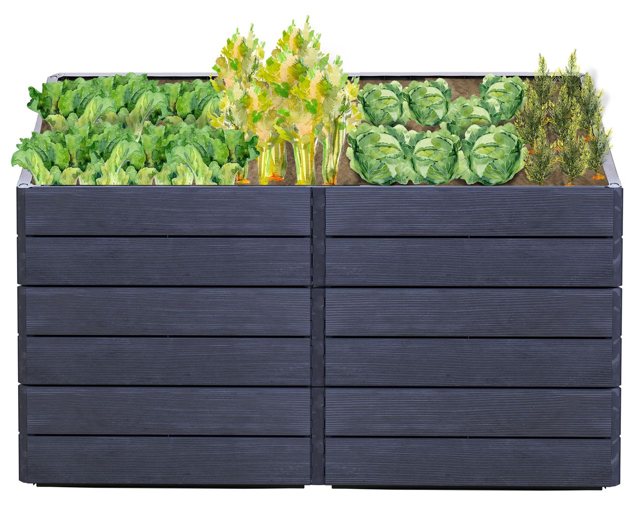 Garantia ERGO QUADRO 2 L 75 Hochbeet Wood, inkl. Wassersparsystem