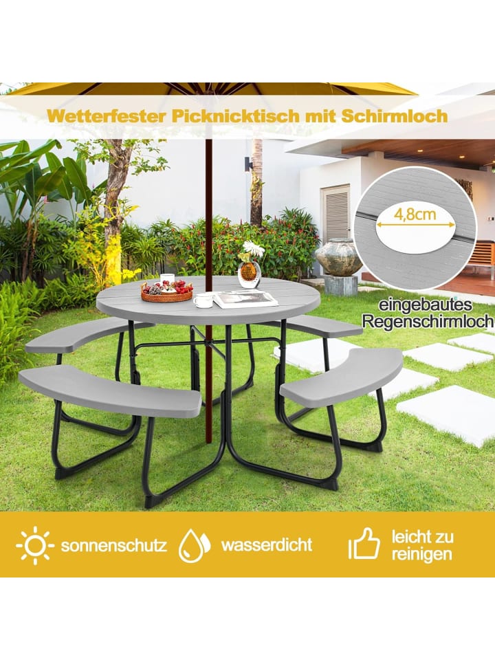 COSTWAY Sitzgarnitur HDPE für 8 Personen in Grau günstig kaufen onesize
