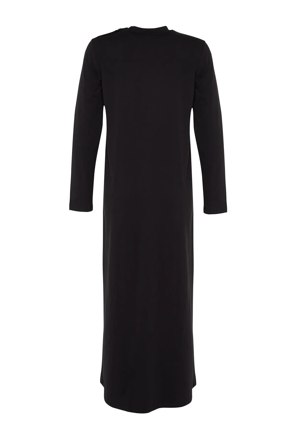 Trendyol Modest  Schwarzes Strickkleid mit Knopfleiste an der Schulter TCTSS23EB00291
