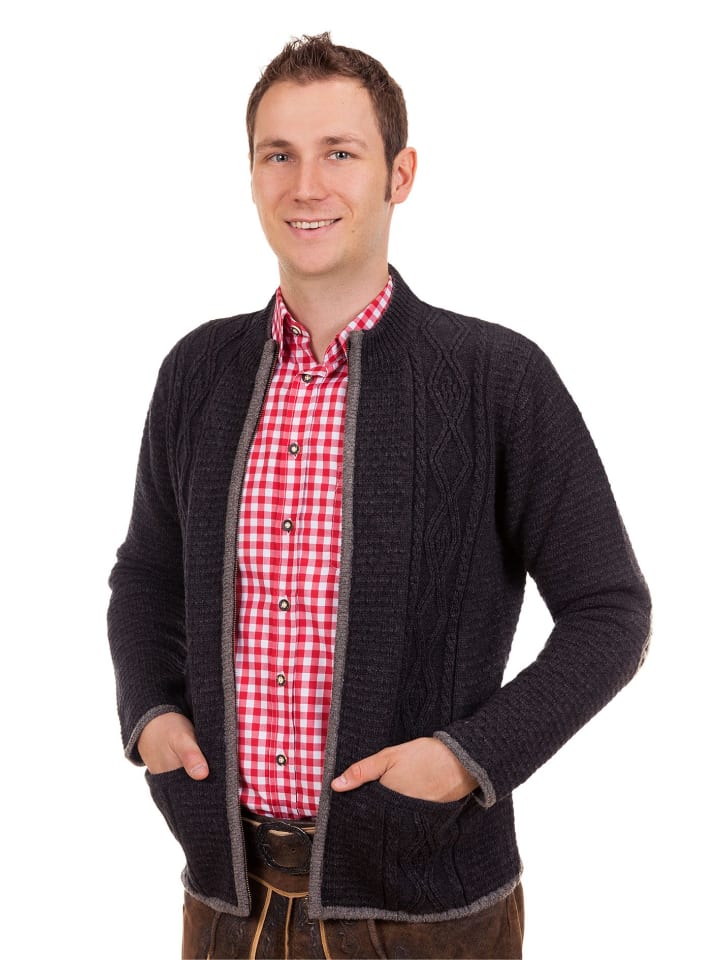 Edelnice Edelnice Trachten Strickjacke Helmut dunkelgrau in dunkelgrau günstig kaufen 54