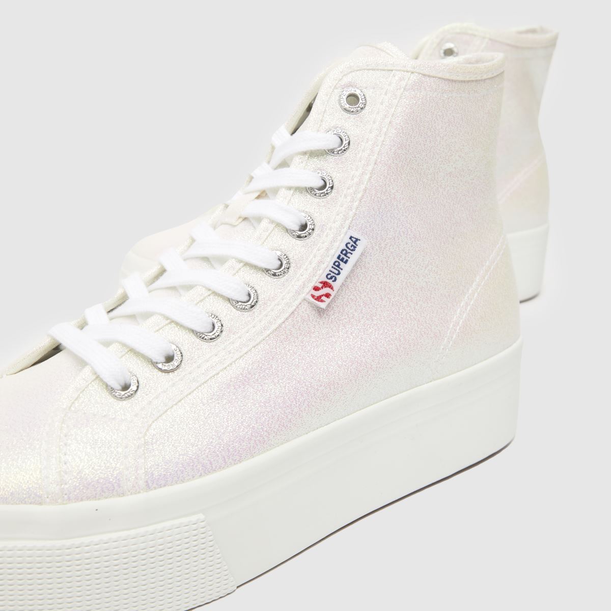 Superga 2708 – Vita höga sneakers med lame-motiv