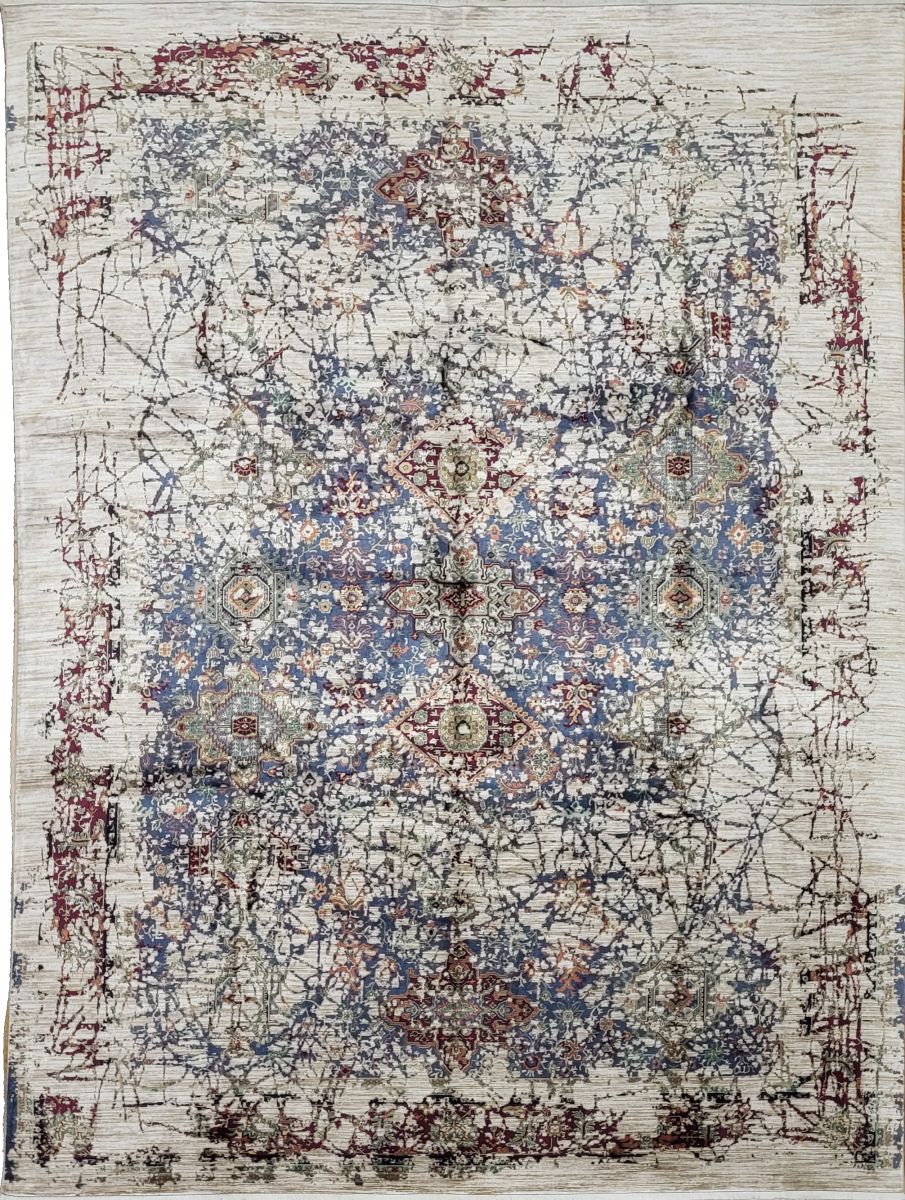 Webteppich Aryana Creme-Blau 160 x 230 cm