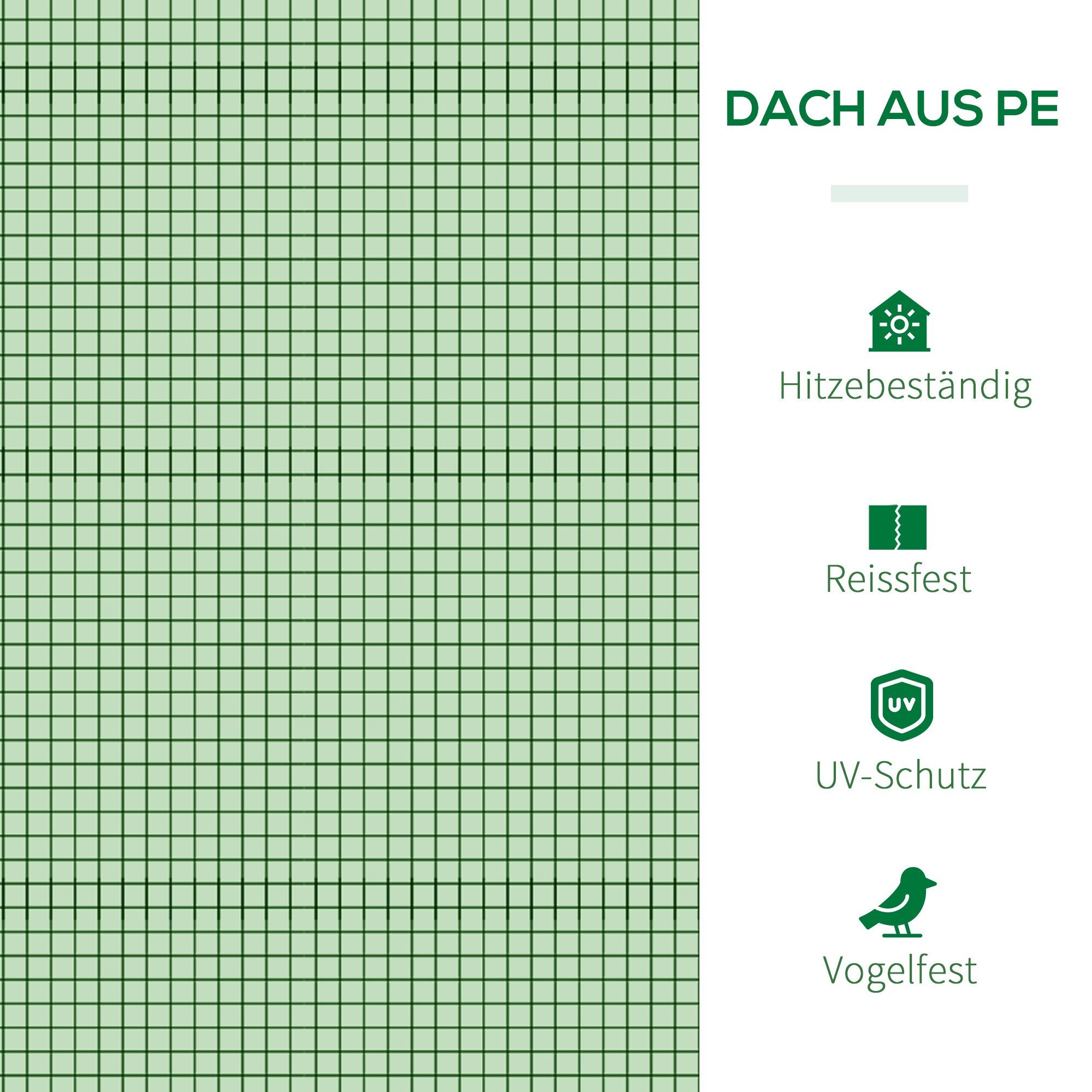 Outsunny Foliengewächshaus, BxTxH: 100 x 295 x 80 cm, 0 mm Wandstärke, Set, Gewächshaus, Treibhaus mit Tür