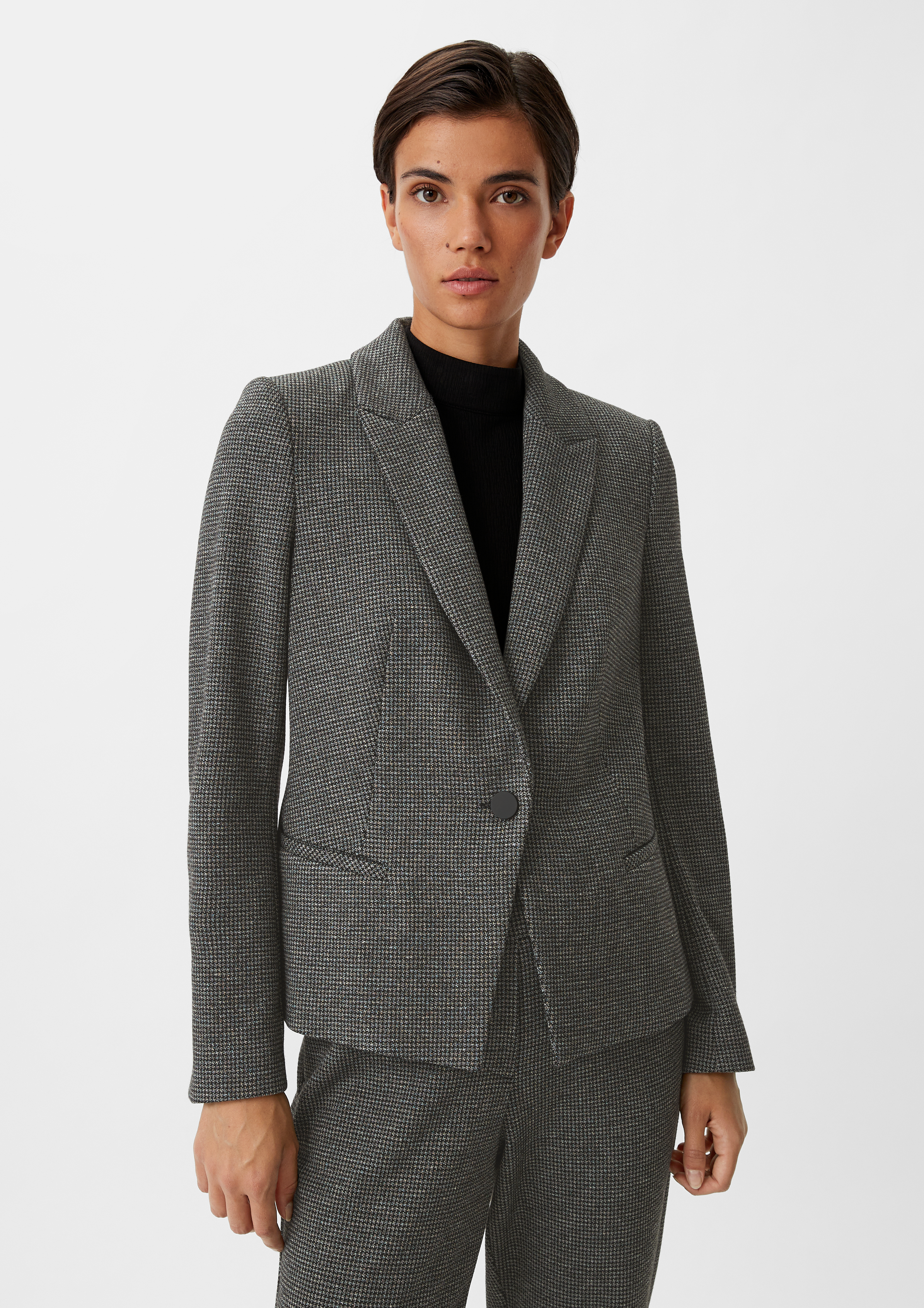 Blazer mit Pepita-Muster - schwarz