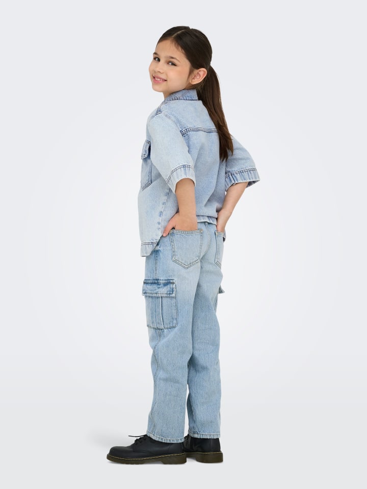 KIDS ONLY Cargo-Jeans KOGHARMONY WIDE CARGO CARROT in light blue denim günstig kaufen