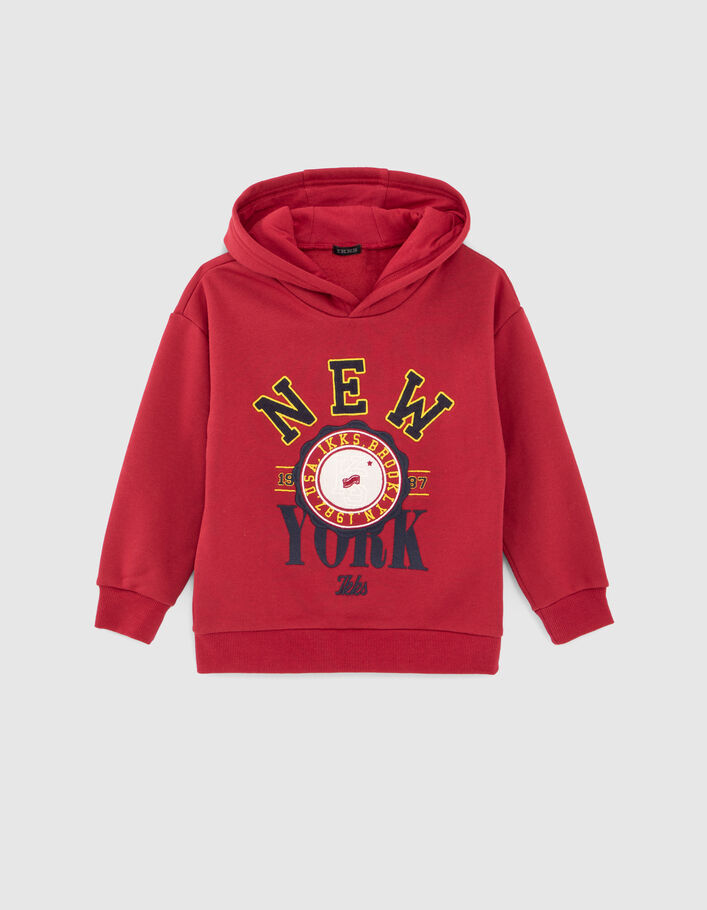 Sweat rouge foncé maxi broderie garçon