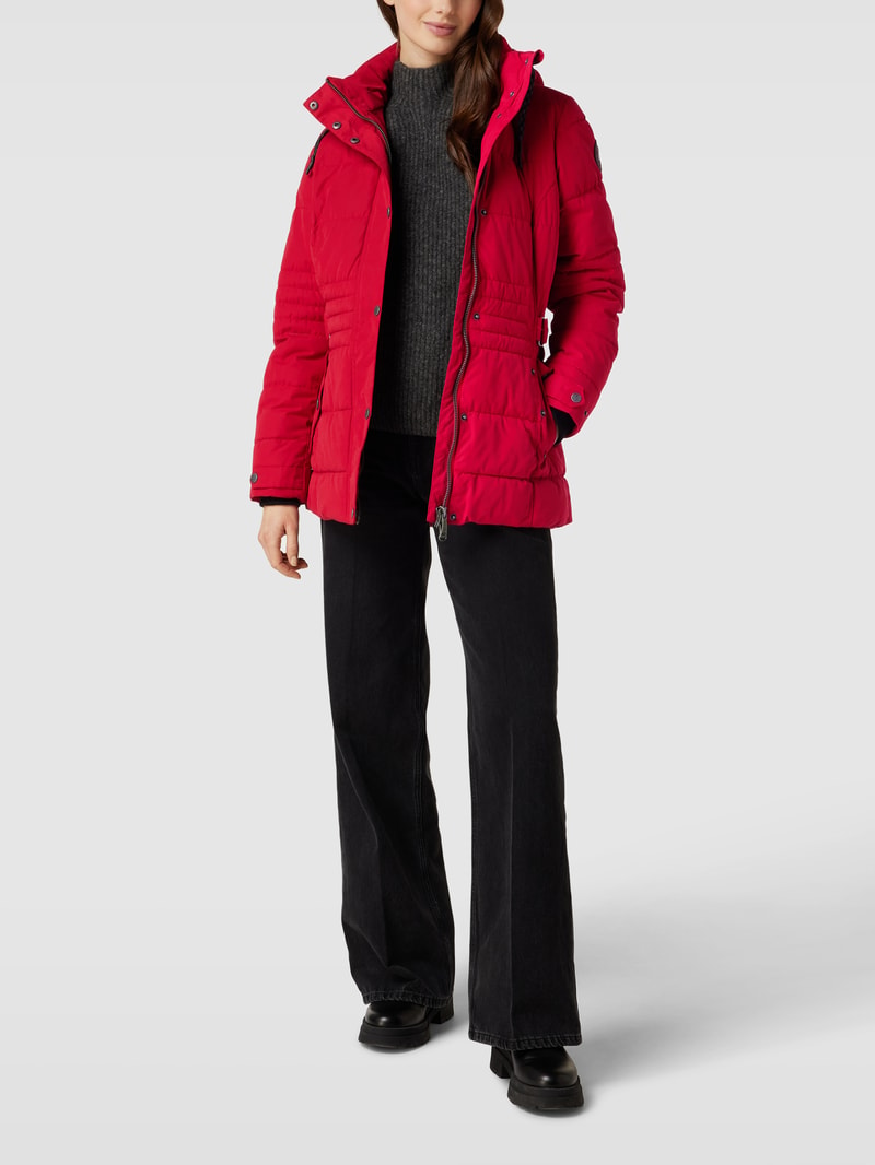 Steppjacke mit Webpelzbesatz in rot