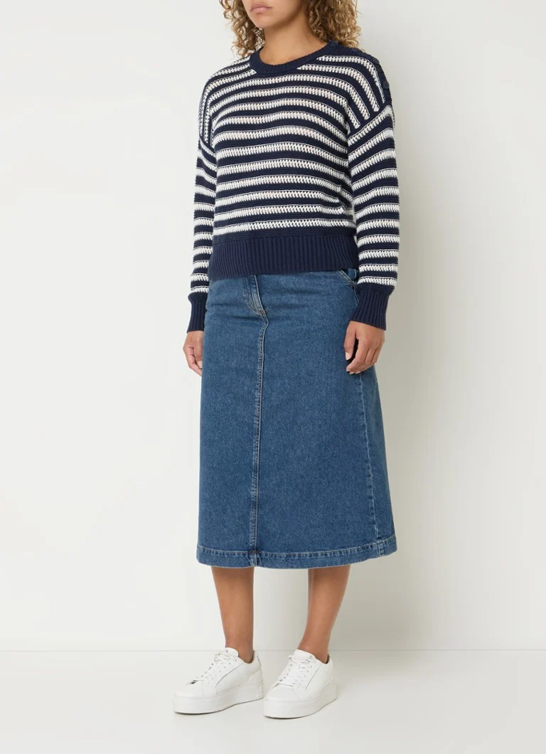 Maglione Benetton a maglia grossa in misto lana con righe e motivo traforato.