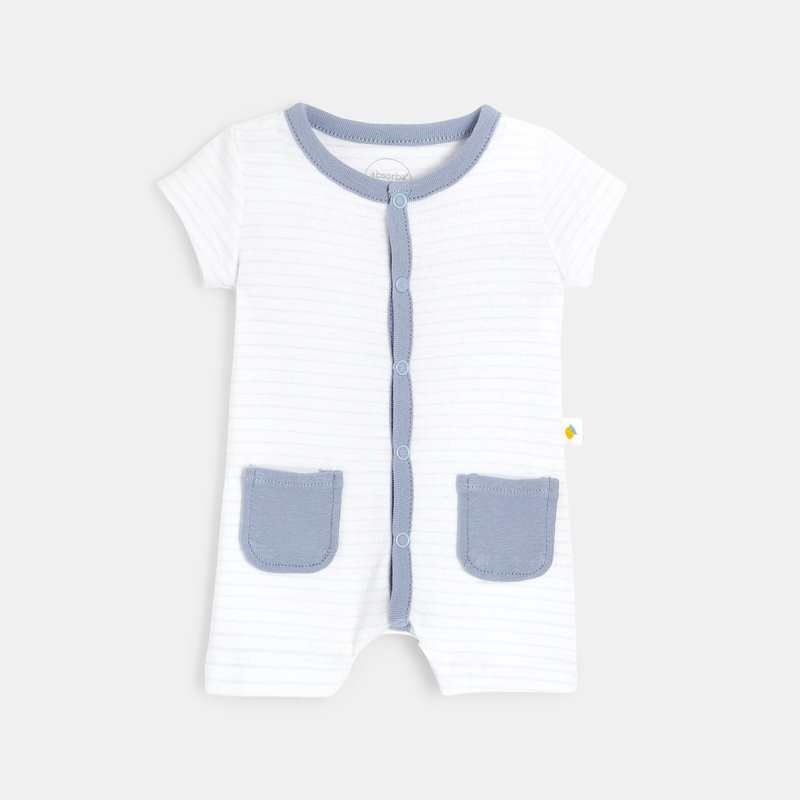 Combishort bébé garçon en coton bio turquoise Absorba