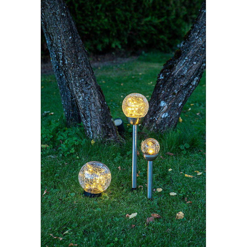 Home Utelys m/solcelle 15 cm glasskule krakelert