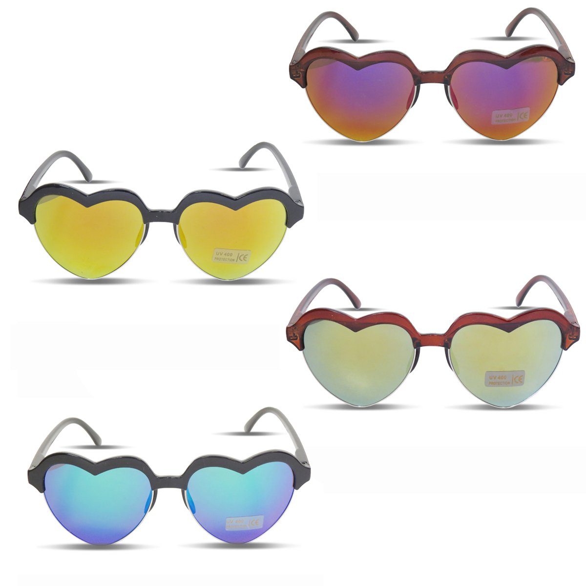 Sonia Originelli Sonnenbrille Sonnenbrille Herzchen Verspiegelt JGA Herz Party Fasching Onesize