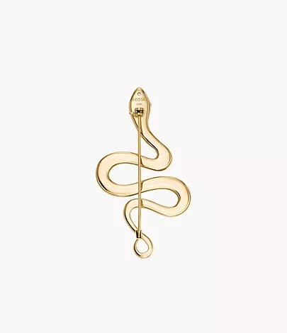 Fossil Brosche Snake Edelstahl goldfarben