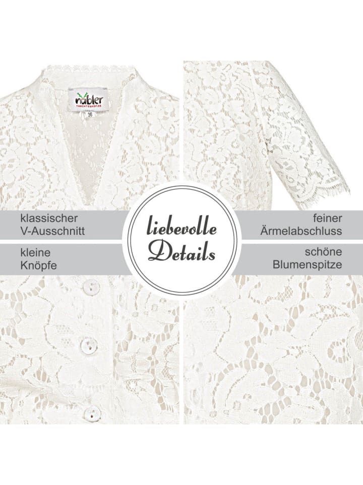 Nübler Dirndlbluse Kurzarm Melani in Creme günstig kaufen