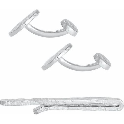 KUZZOI Schmuckset Manschettenknöpfe Krawattennadel Organic 925 Silber