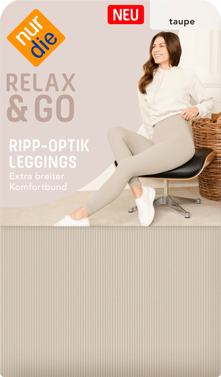 Leggings in Ripp-Optik beige, Gr. 40/42, 1 St