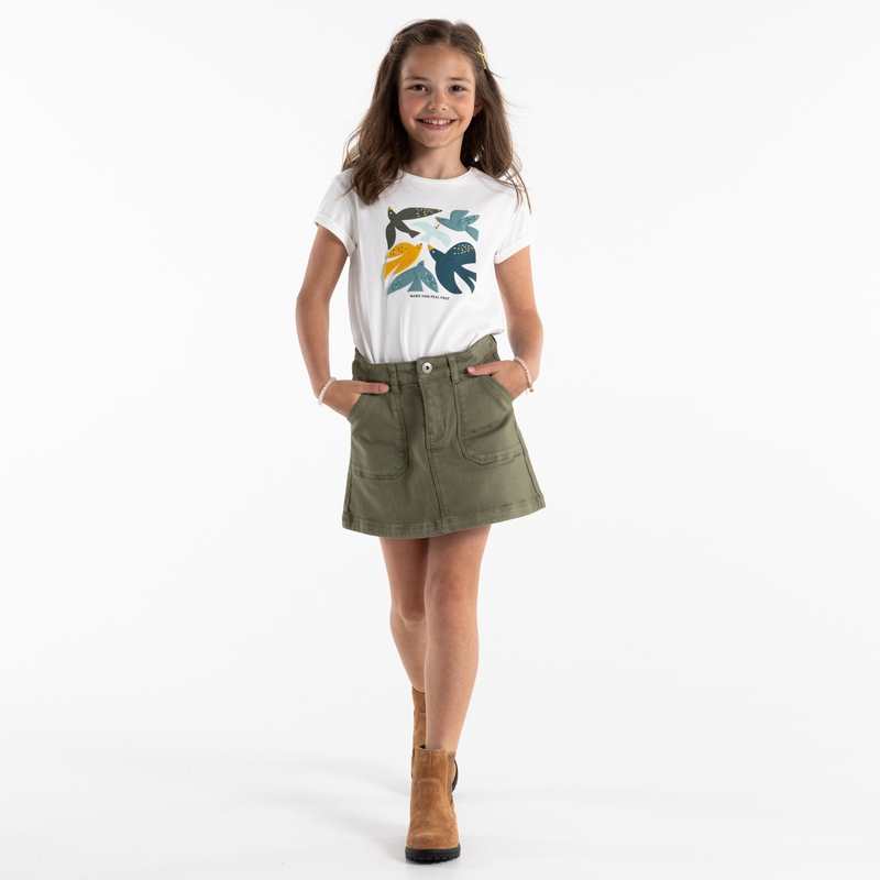 Mini-jupe en toile verte fille