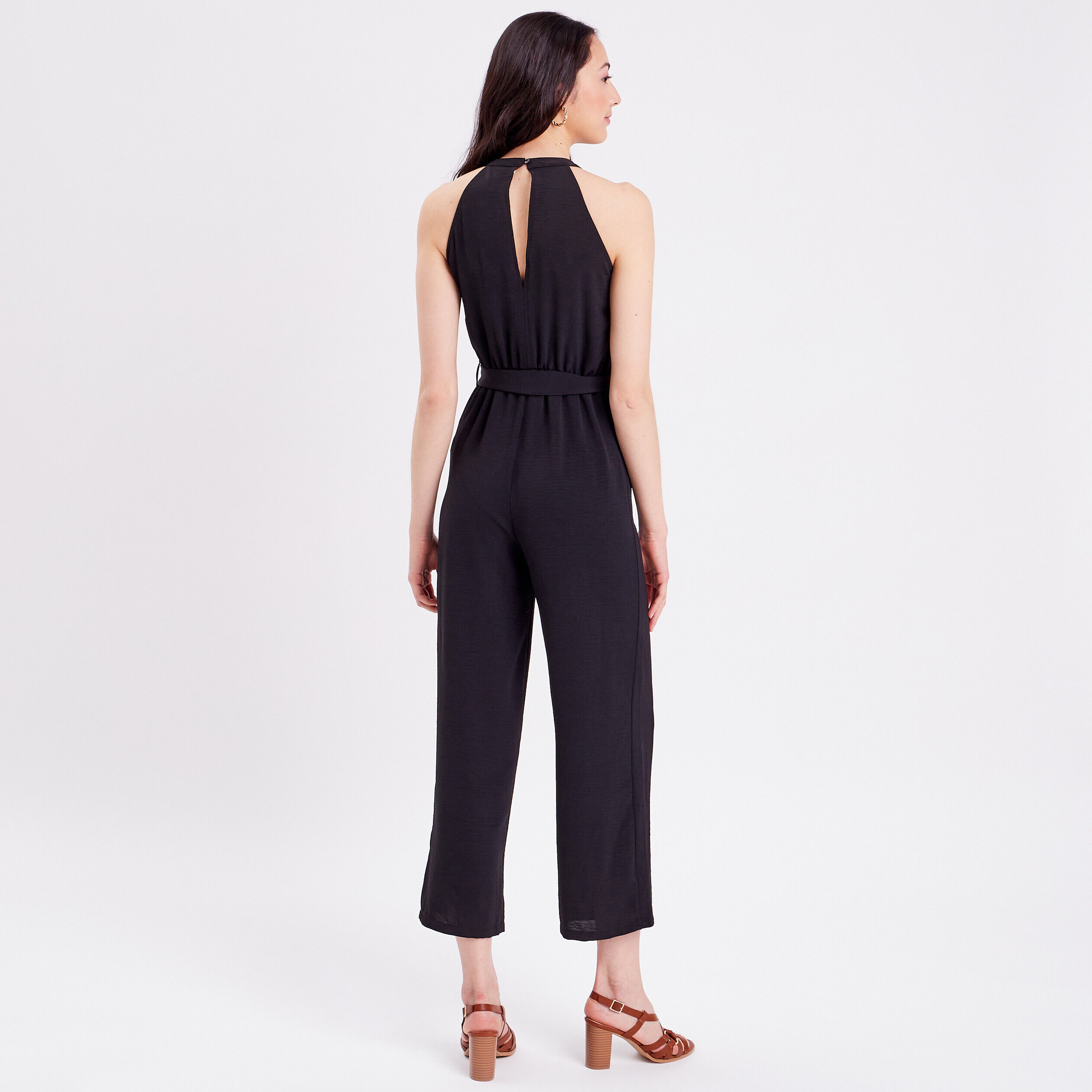 Combinaison pantalon ceinturée noir femme | Cache Cache
