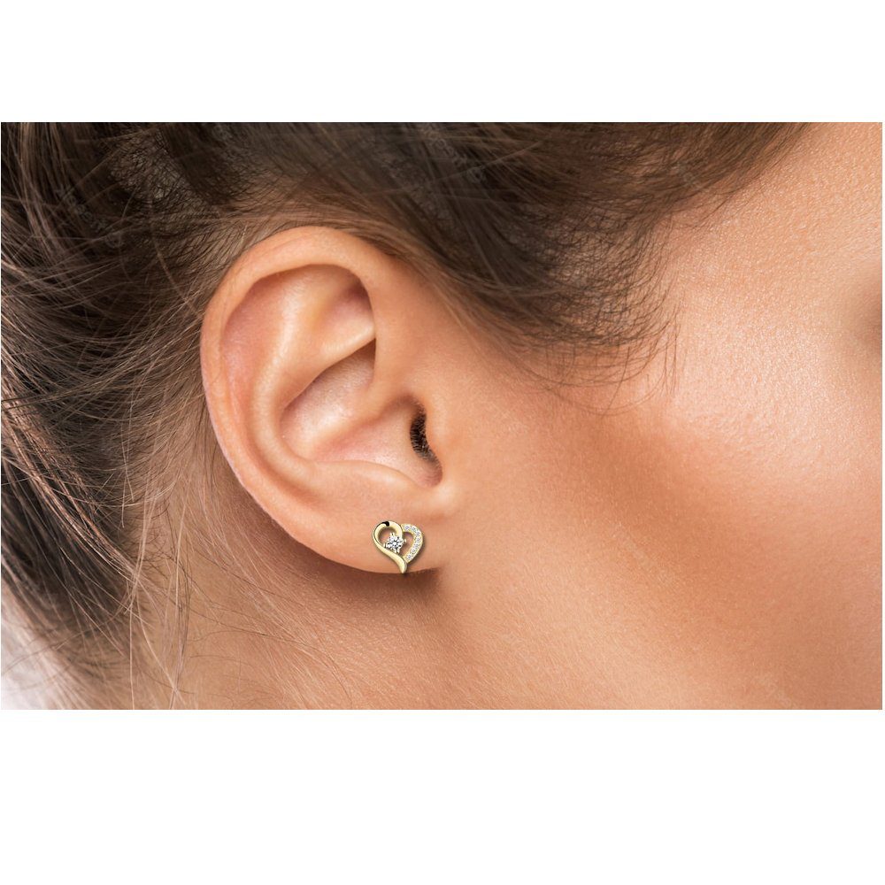 Limana Paar Ohrstecker echt 925 Sterling Silber Herz Rosegold Gold Rosa (inkl. Herz Geschenkdose), Herzohrringe Geschenk Idee Geschenkidee Liebesgeschenk