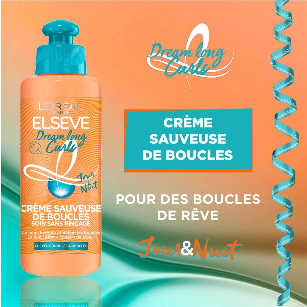 L'Oréal Paris Elsève Dream Long Curls Crème Sauveuse de Boucles Soin sans rinçage 200ml Crème sauveuse de boucles sans rinçage pour cheveux ondulés à bouclés
