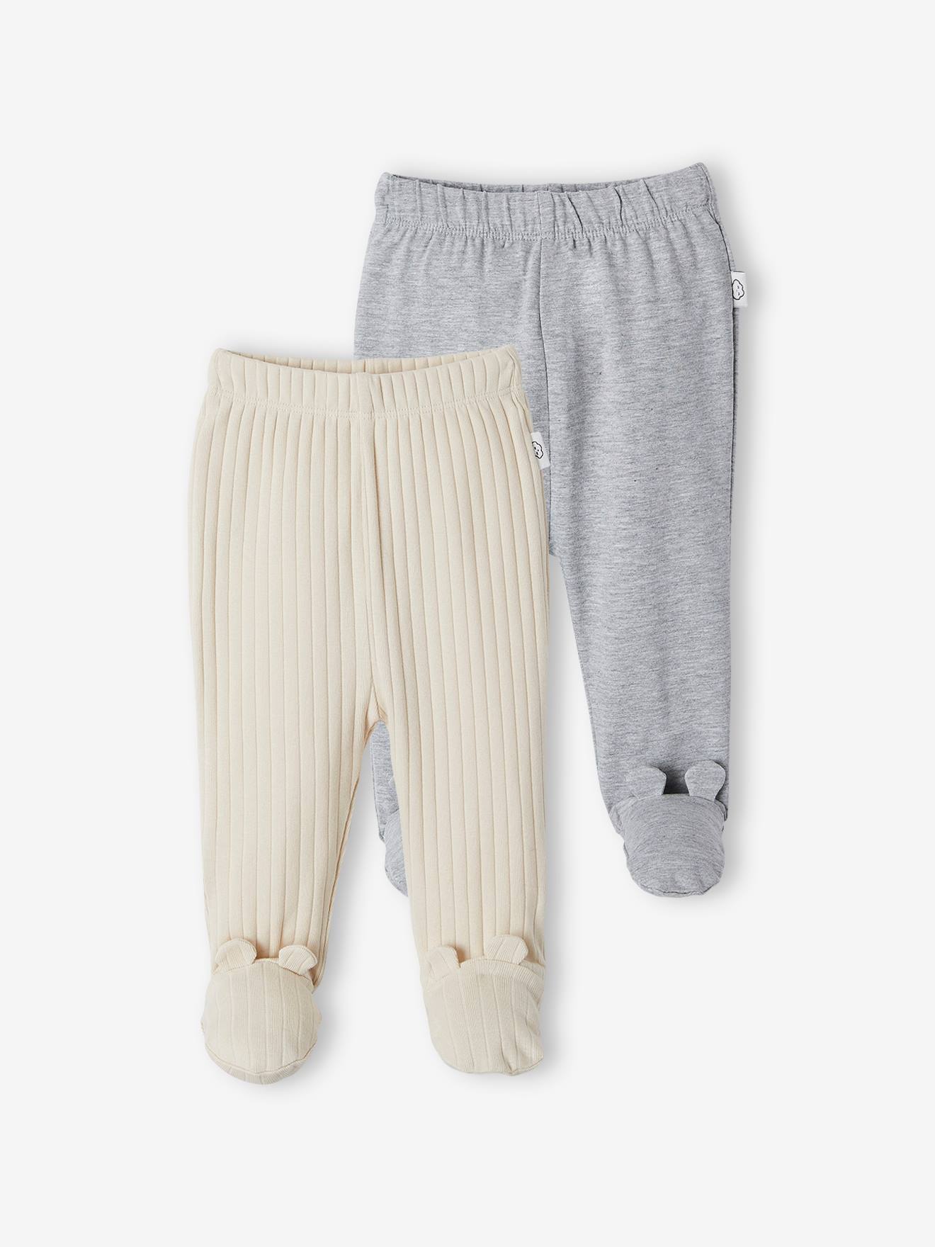 Vertbaudet 2er-Pack Baby Hosen mit Fuß - sand