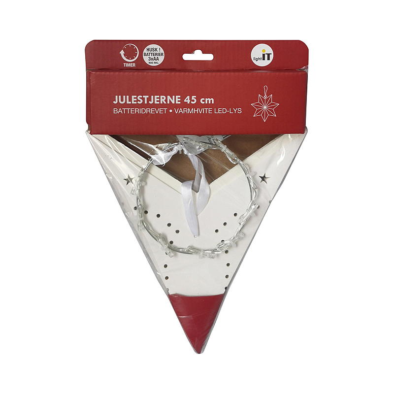 Light IT Julestjerne 45 cm, m/LED-lys batteridrevet
