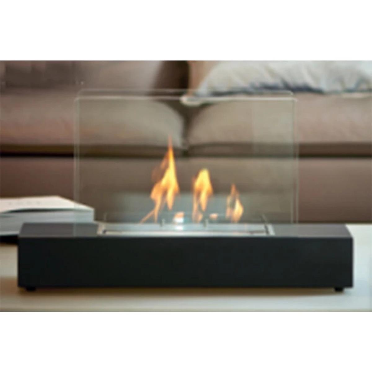 ScandiFlames Freistehender Bioethanol-Kamin, Schwarz, 60 cm, Dekoratives Feuer für Tisch oder Regal, 2 kW, Stilvolles und modernes Accessoire.