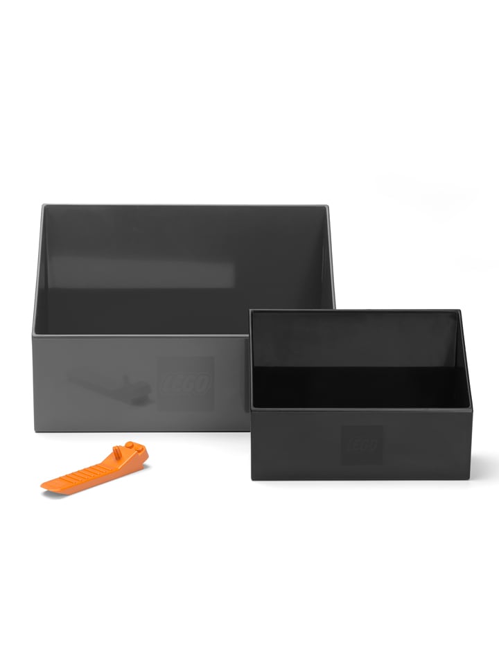 LEGO 2tlg. Set: Bausteine-Aufbewahrungsboxen in Anthrazit/ Schwarz günstig kaufen onesize