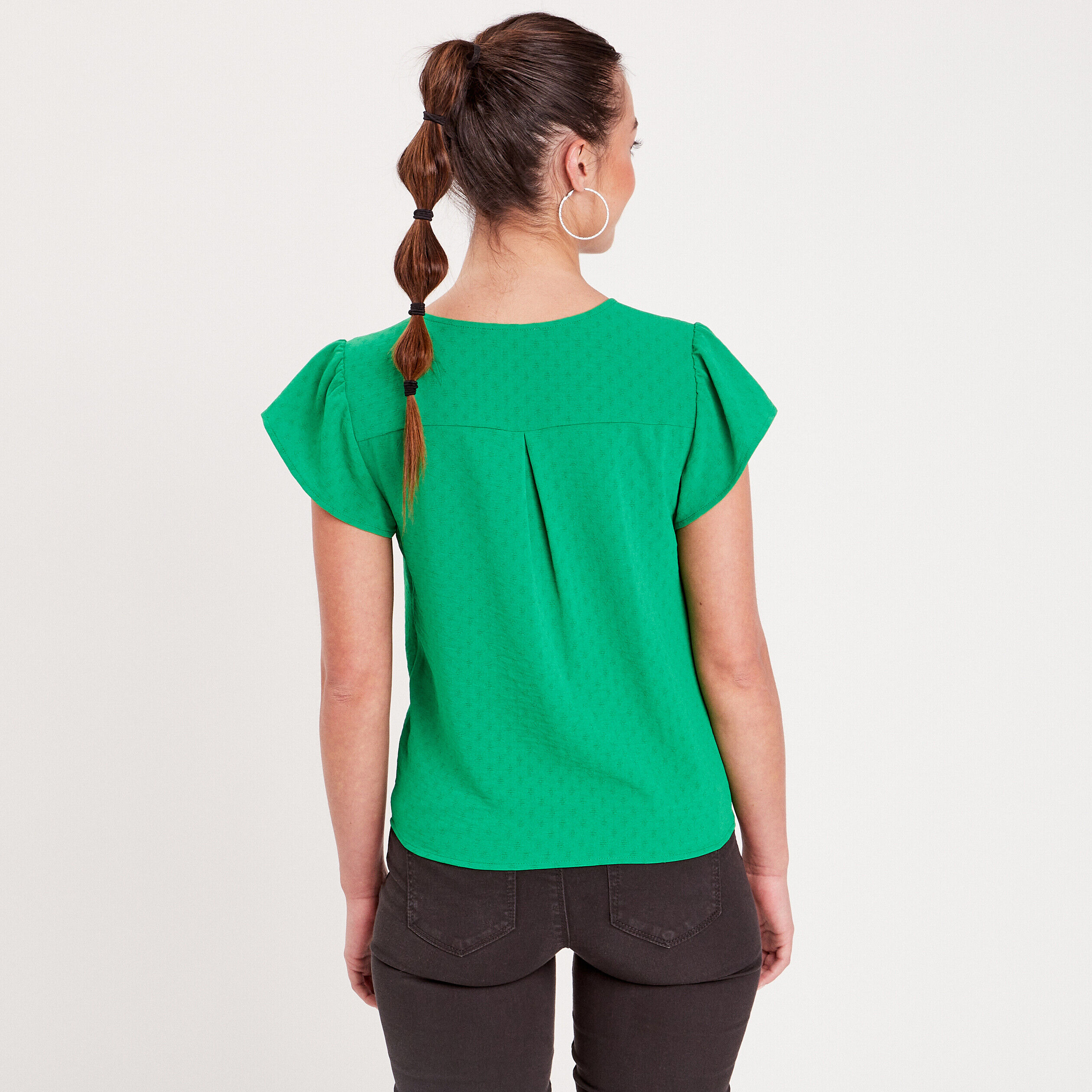 Chemise manches courtes vert femme | Cache Cache