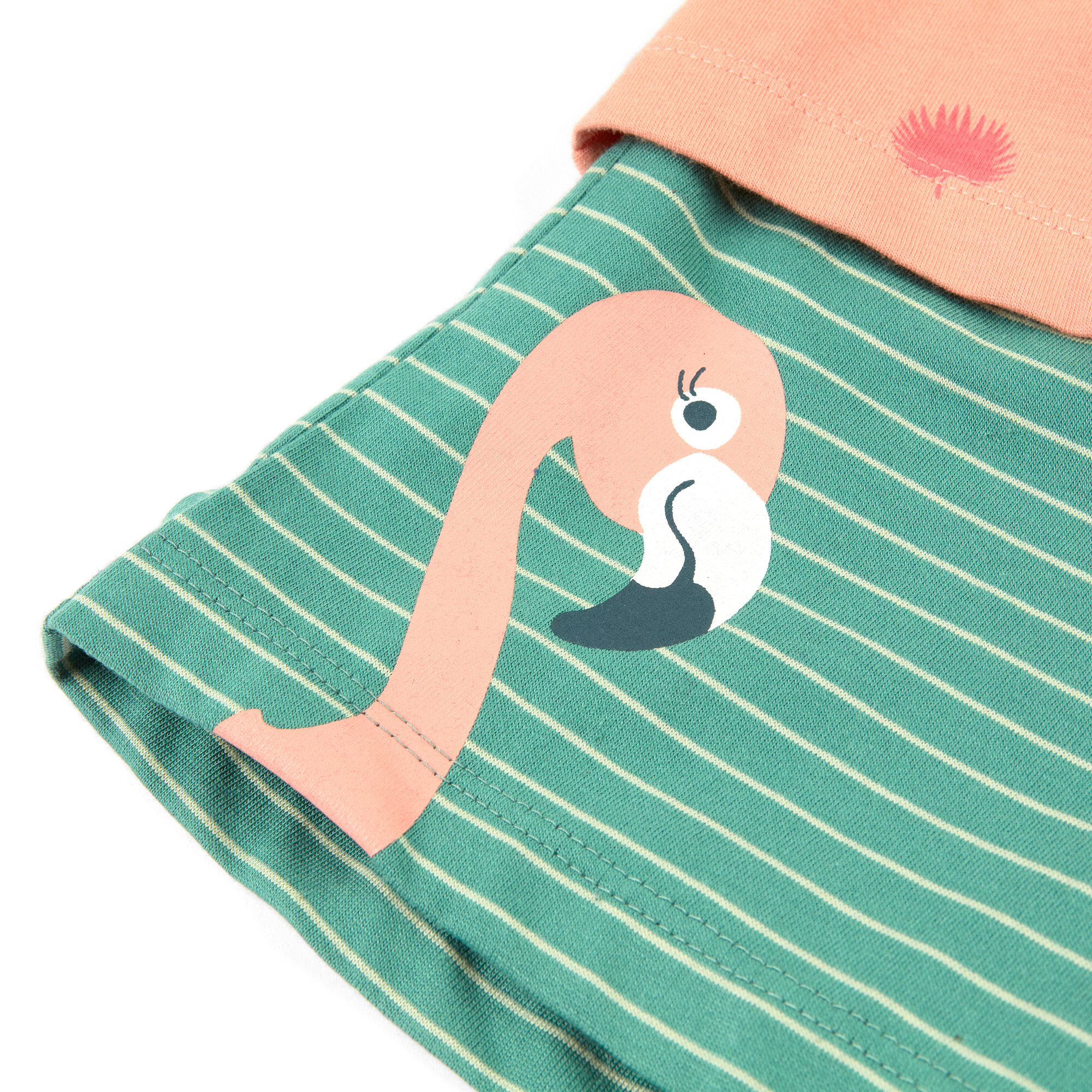 Kurzer Kinder Sommer Schlafanzug Flamingo, rosa-grün