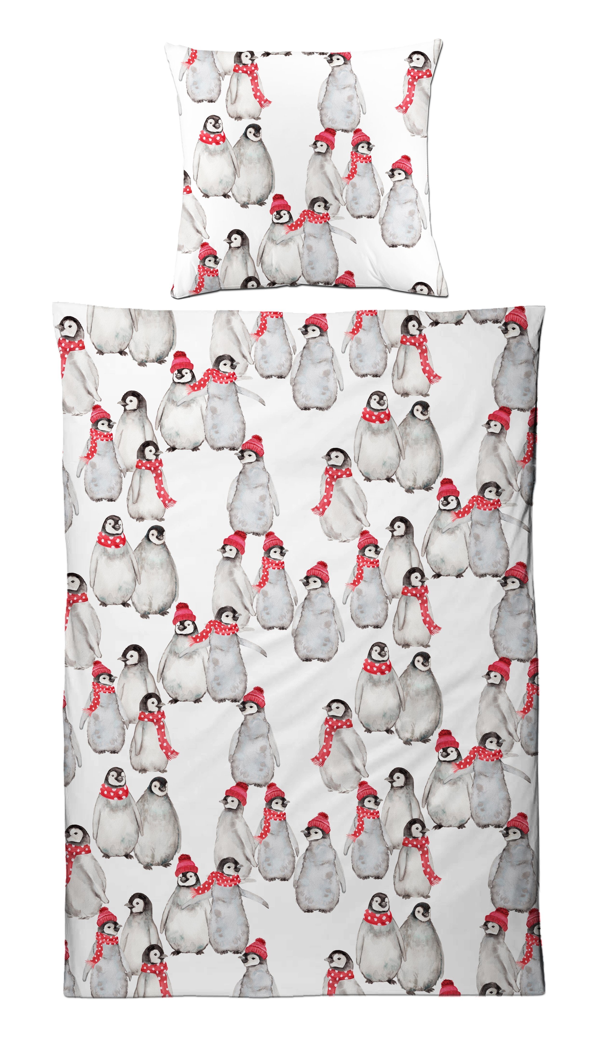 Bettwäsche Warme Winter Biber Bettwäsche 135x200 155x220 cm Baumwolle 2tlg Set, Carpe Sonno, Biber, 2 teilig, Deckenbezug + Kissenbezug Flauschige Winterbettwäsche Flanell Pinguin