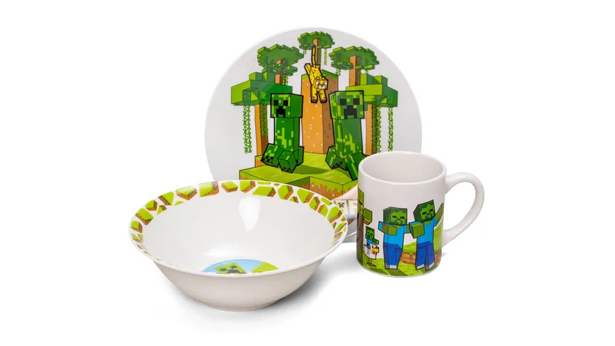 Frühstücksset (Schale, Teller, Tasse) - Minecraft - Creeper