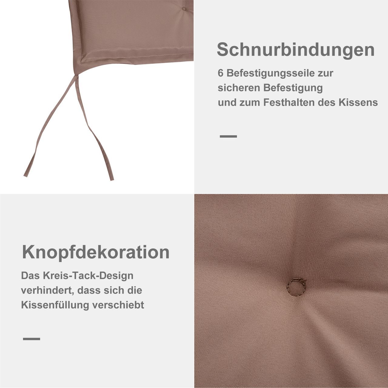 Outsunny Bankauflage 2er Set Bankkissen Sitzkissen Polster Polyester Beige