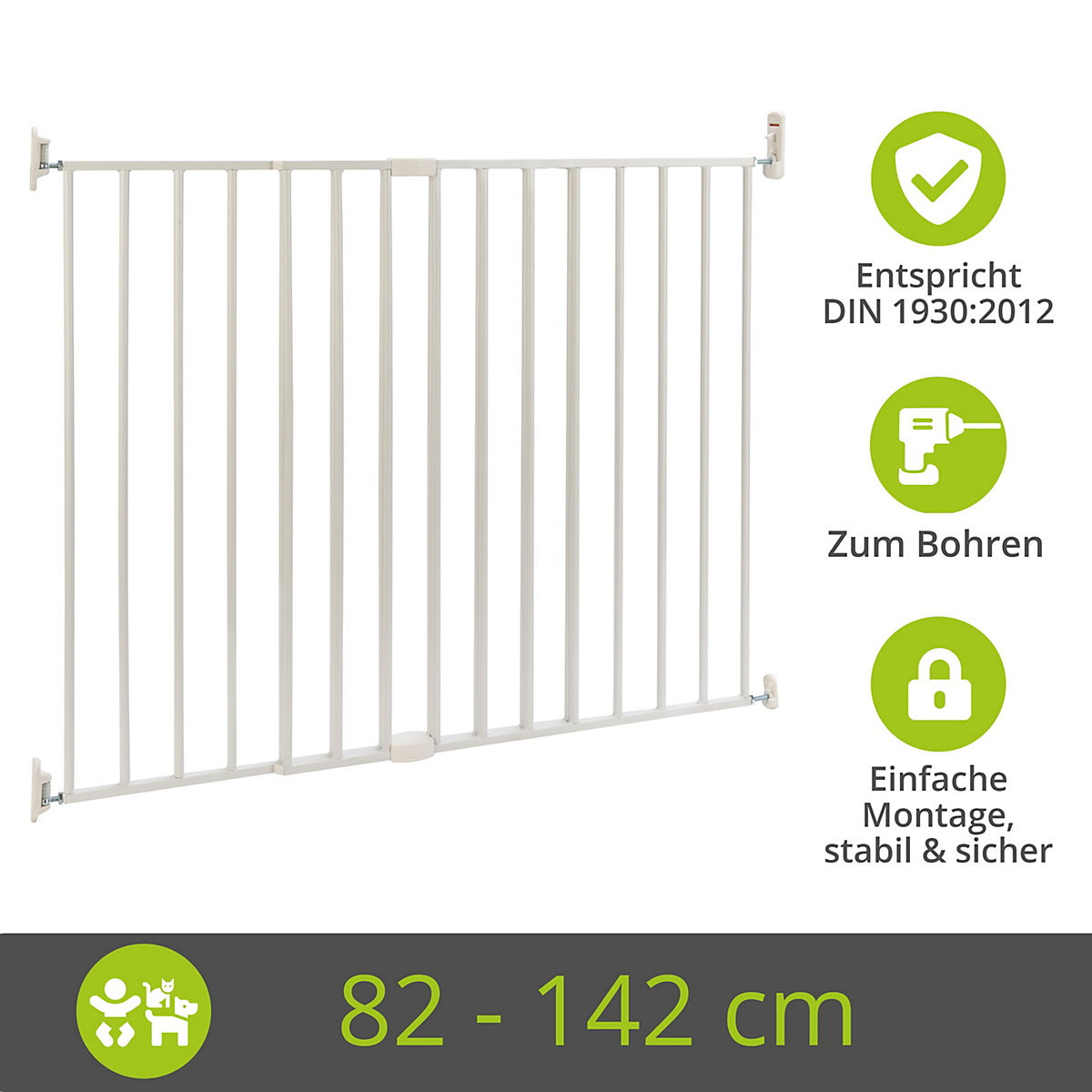 Treppenschutzgitter Maja 82 - 142 cm Weiß