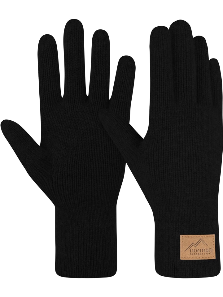 Normani Outdoor Sports Damen Merino Strick-Fingerhandschuhe Anula in Schwarz günstig kaufen