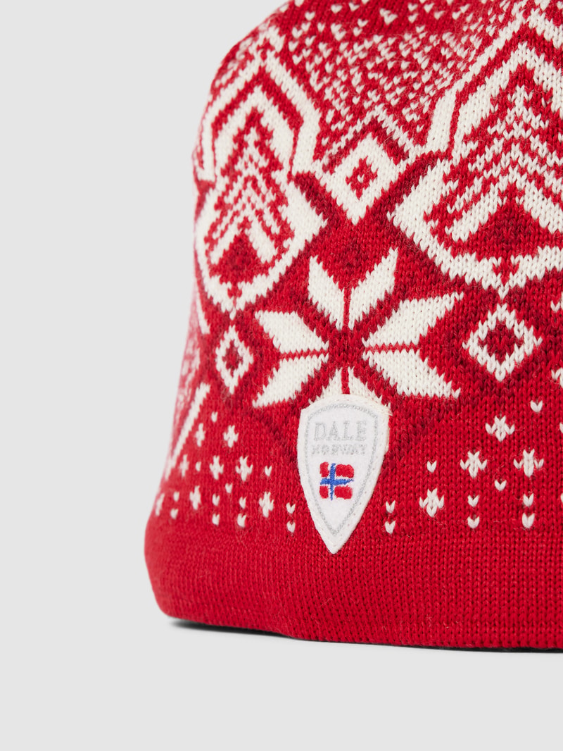 Beanie mit Allover-Muster Modell 'Winterland' in rot