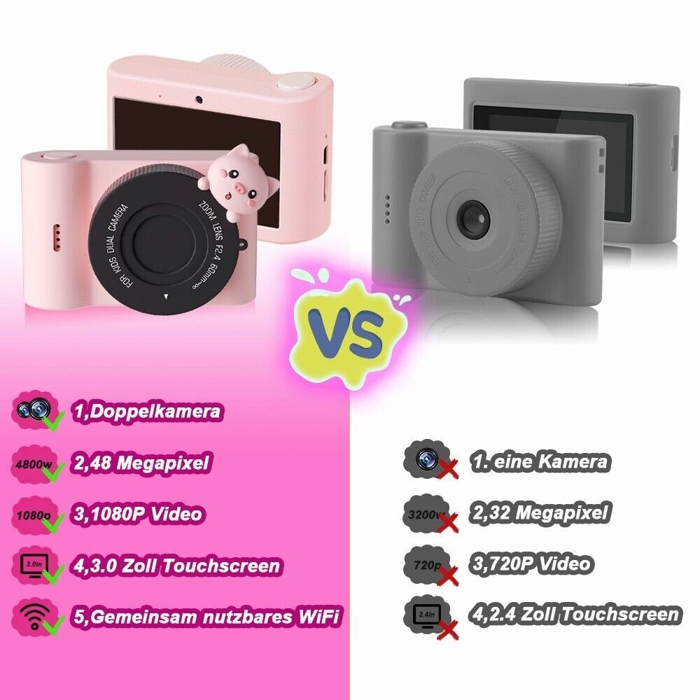 Fine Life Pro Kinderdigitalkamera Touchscreen Kamera Kinder Camcorder Kinderkamera (Geeignet als Geschenk für Kinder von 3 bis 14 Jahren)