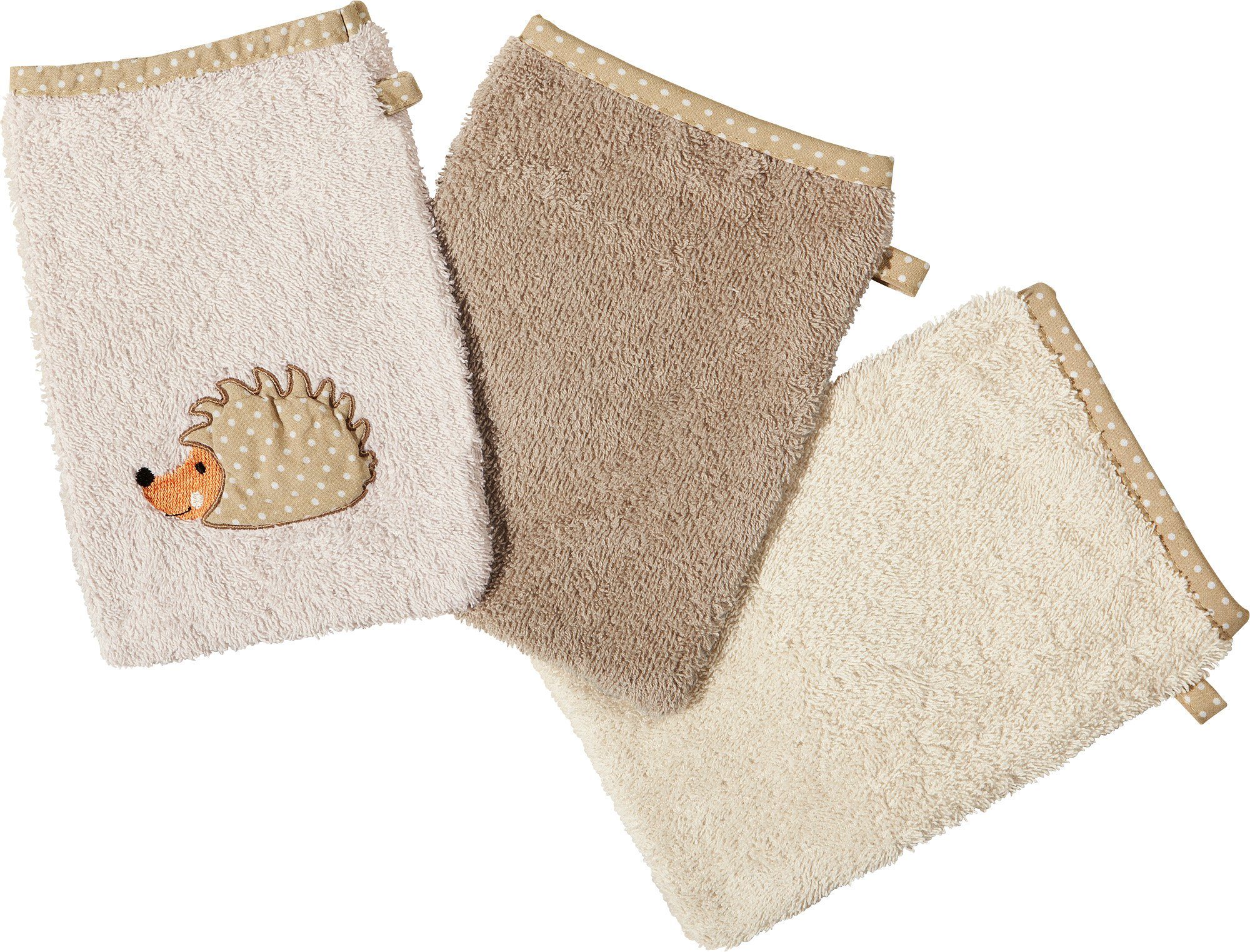 Erwin Müller Waschhandschuh Kinder-Waschhandschuh 3er-Pack (3-tlg), Walk-Frottier Uni